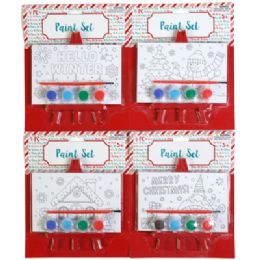 36 pieces Craft Kit Paint Set W/ Board & Easel Christmas 4 Asst Designs Blc - Craft Kits