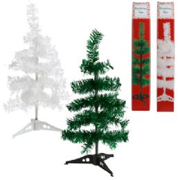 24 pieces Christmas Tree 17.7in 41 Tips Tinsel Green Or White Color Boxed - Christmas Novelties