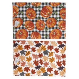 24 pieces Placemat Harvest Polyester 2ast Print 13x19in Ht/jhook - Placemats