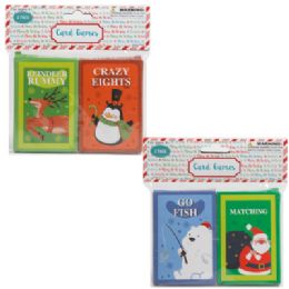 48 pieces Card Game Christmas 2pk 2 Asst Pbh - Christmas Novelties