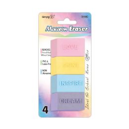 36 of 4-Piece macaron eraser set