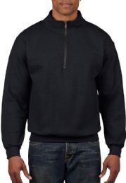 Mens Cotton Fleece Line Quarter Zip Sweat Shirt Black Size Small