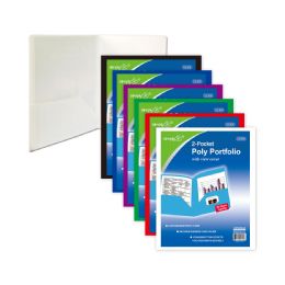 48 Pieces 2-Pocket Poly Portfolio With View Cover - Clipboards and Binders