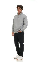 Mens Cotton Fleece Line Quarter Zip Sweat Shirt Gray Size 3xl