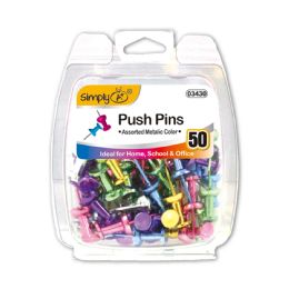 24 Pieces Push Pins Assorted Metallic Colors 50ct - Push Pins and Tacks