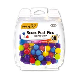 24 Pieces Round Push Pins Assorted Color 80ct - Push Pins and Tacks