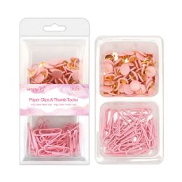24 Pieces Paper Clips and Thumb Tacks Pink 40 and 80pcs - Paper clips