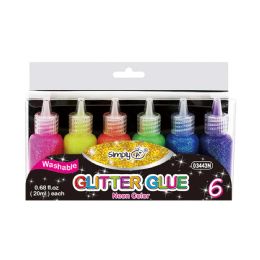 36 Pieces Glitter Glue Neon Color 6ct Washable - Glue
