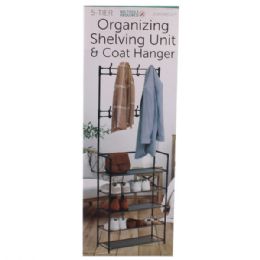 2 of Coat And Shoe Rack Organizer With 5-Tier Shoe Rack And 8 Hooks