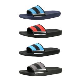 Wholesale Footwear 40 Wholesale Men's Stripe Slide Assorted - WSD