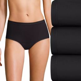 54 Pieces Hanes Ultimate Moderate Comfort Period Brief Underwear Size 8 Black - Womens Panties & Underwear