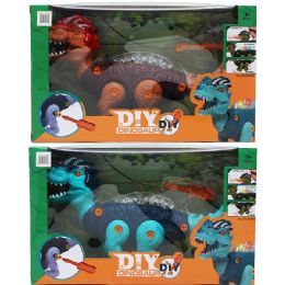 12 pieces 10.5" B/o Diy Walking Dinosaur In Window Box, 2 Assrt Clrs - Animal & Reptiles
