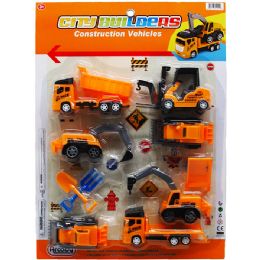 12 pieces 10pc 3.5"-5.25" F/w Construction Truck Set On Blister Card - Car, Planes, Trains & Bikes
