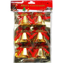 48 pieces 6pc 2" Xmas Bell Ornament In Header Bag - Christmas Decorations