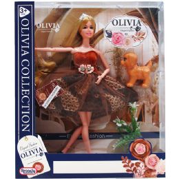 12 pieces 11.5" Bendable  Doll W/ Pet & Accss In Window Box - Dolls & Accessories