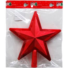72 pieces 8.5" Plastic Xmas Tree Star Matte In Pp Bag, 3 Assrt Clrs - Christmas Decorations
