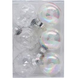 12 pieces 6pc 3.15" Plastic Xmas Sphere Transparent In Box - Christmas Decorations