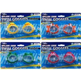 48 of 5.5" Swimming Goggles On Blister Card, 4 Assrt Dsgns