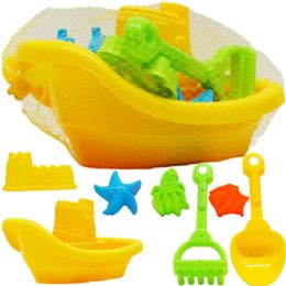 12 Pieces 12" Beach Boat With 6pc Accessories - Beach Toys