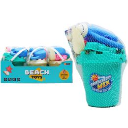 16 Sets 4.75" Beach Bucket With 5pc Accessories - Beach Toys
