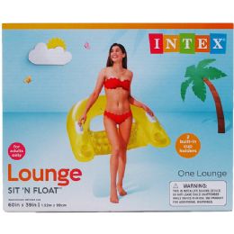 12 pieces 60"x39" Sit 'n Float W/ 2 Cup Holders In Color Box, 2 Asst - Inflatables