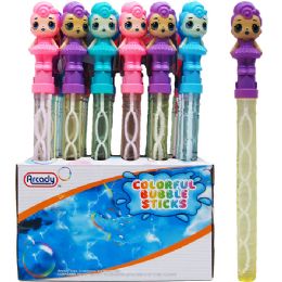 96 pieces 15" Doll Shape Bubble Stick In 24pc Display Box, 4 Assrt - Bubbles
