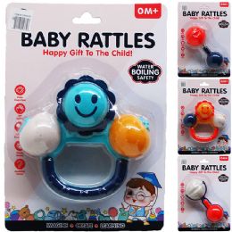 72 Pieces 4"-5" Baby Rattle Set On Blister Card, 4 Assrt - Baby Toys