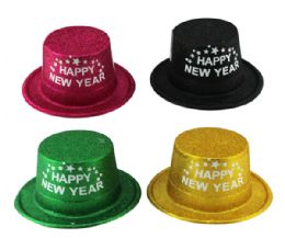 144 pieces Happy New Year Hat W/glitter 28.5*24.5*12cm - New Years