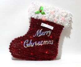 24 pieces Xm  Wall Deco Stocking W/led 39*47cm - Christmas Decorations