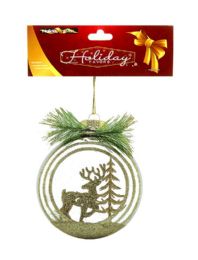 36 pieces Xm Acrylic Orna Clear Printed With Gold  Deer & Tree W/glitt - Christmas Decorations