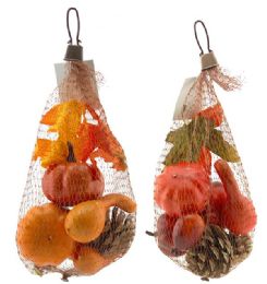 240 pieces Hf Pumpkin 6pc In Mesh Bag - Thanksgiving