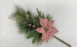 24 pieces Xm Pick Rose Gold With Champagne Glitter - Christmas Decorations