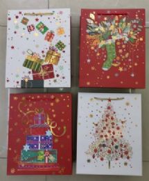 360 of Xmas Gift Bag 4 Designs Hot Stamp 12.5 X 16.5 X 5