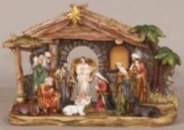 8 pieces Xm 10 Nativity And House All In One With Light 26*9.3*17.8c - Christmas Decorations