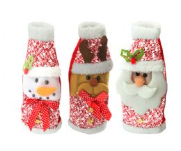 300 pieces Xm Bottle Cover Santa, Snowman & Deer  5.2 X 12.8 3 Asst - Christmas Decorations