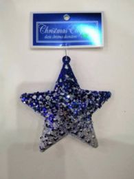 36 pieces Xm Acrylic Orna Star W/glitter,  4 Colors Asst - Christmas Decorations