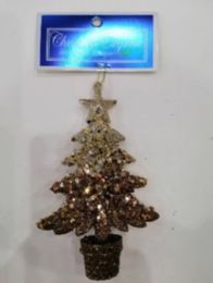 36 pieces Xm Acrylic Orna Tree W/glitter,  4 Colors Asst - Christmas Decorations
