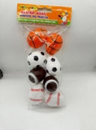48 pieces Easter Plastic Eggs - Sport Print, 2.5", Pack Of 8 - Easter