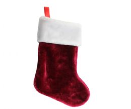 36 pieces Xm Stocking 19 Wine Red Plush - Christmas Stocking