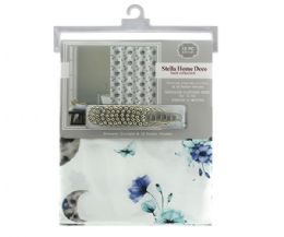 12 pieces Shower Curtain With Rings Flower And Butter Fly 70in X 70i - Shower Curtain