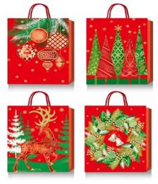 360 of Xmas Gift Bag 4 Designs Hot Stamp 12.5 X 16.5 X 5