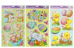 288 pieces Easter Window Clings With Glitter - 3 Assorted Designs - Easter