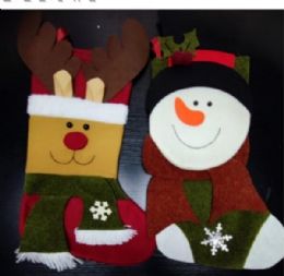 144 pieces Xm Stocking  Snowman And Santa Asst - Christmas Stocking