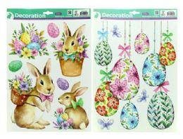 288 pieces Easter Window Clings With Glitter - 2 Assorted Designs - Easter