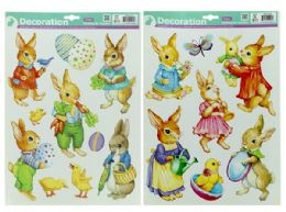 288 pieces Easter Window Clings With Glitter - 2 Assorted Designs - Easter