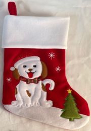 72 Pieces Xm Stocking Red W/emb Dog - Christmas Stocking