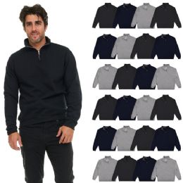 Mens Cotton Fleece Line Quarter Zip Sweat Shirt Assorted Colors Size Medium