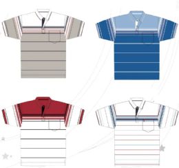 48 Pieces Men's Yarn Dyed Knitted Short Sleeve Polo Assorted Color - Mens Polo Shirts