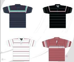 48 Pieces Men's Yarn Dyed Knitted Short Sleeve Polo Assorted Color - Mens Polo Shirts