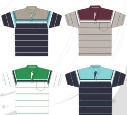 48 Pieces Men's Yarn Dyed Knitted Short Sleeve Polo Assorted Color - Mens Polo Shirts